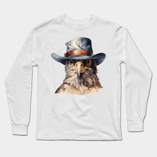 Funny pigeon wearing a cowboy hat, watercolor Long Sleeve T-Shirt